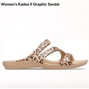 CROCS Women's Kadee II Graphic Tan Leopard Sandals size 9 EUC animal print beach